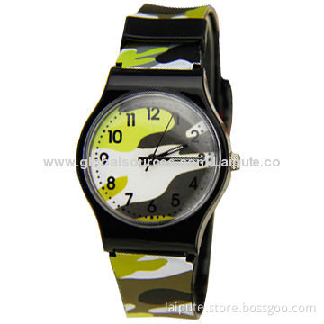 Women's Quartz Wristwatch with Plastic Case and Rubber BandNew
